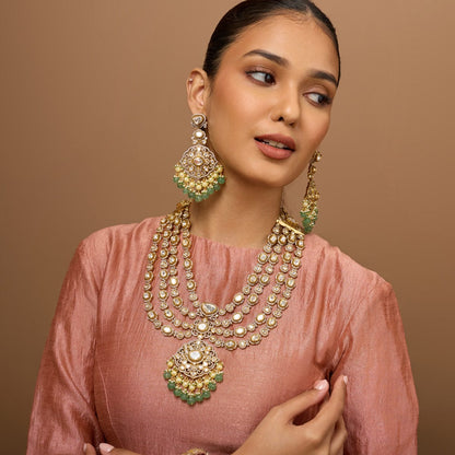 Kundan Polki Necklace Color Green Polish Victorian