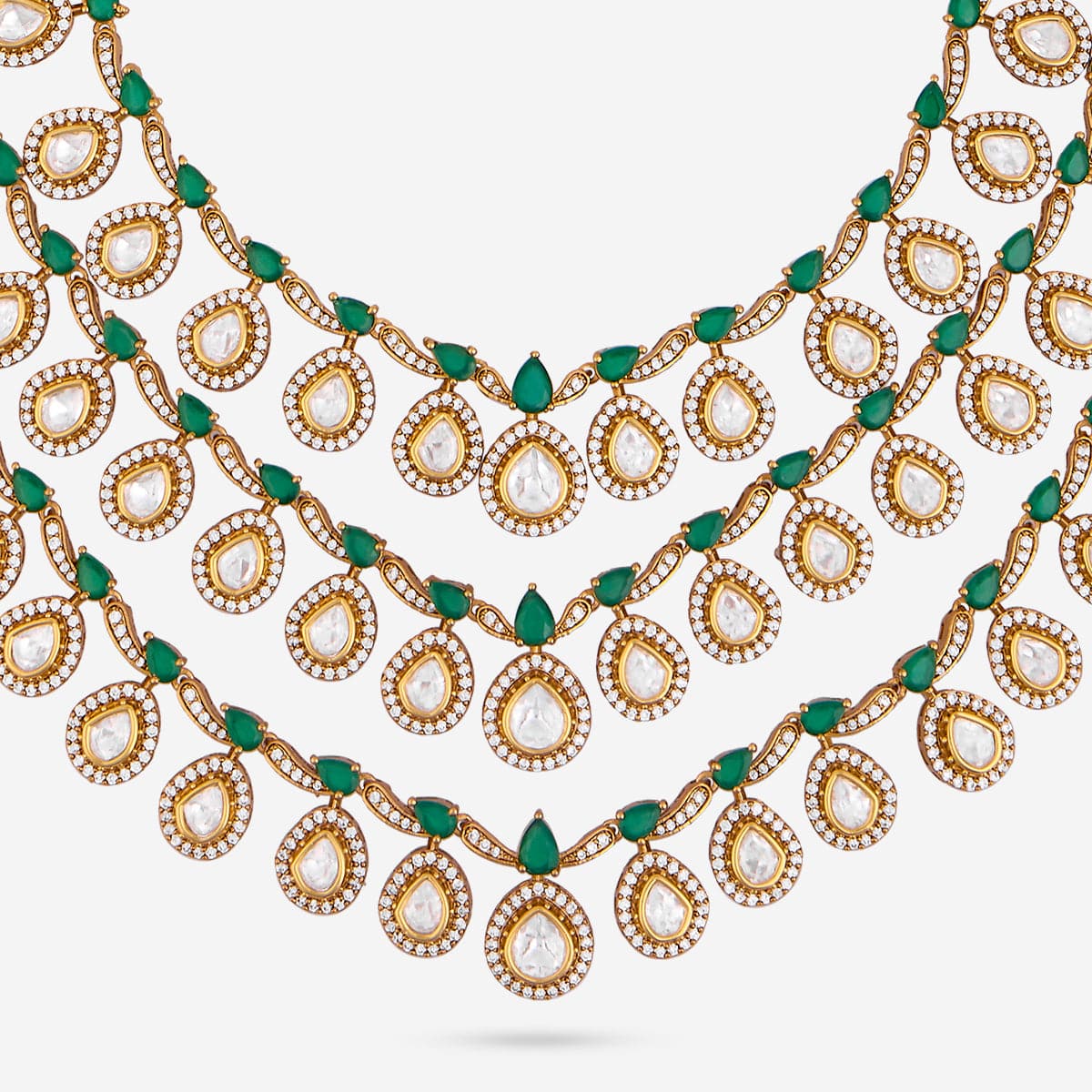Kundan Polki Necklace Color Green Polish Victorian