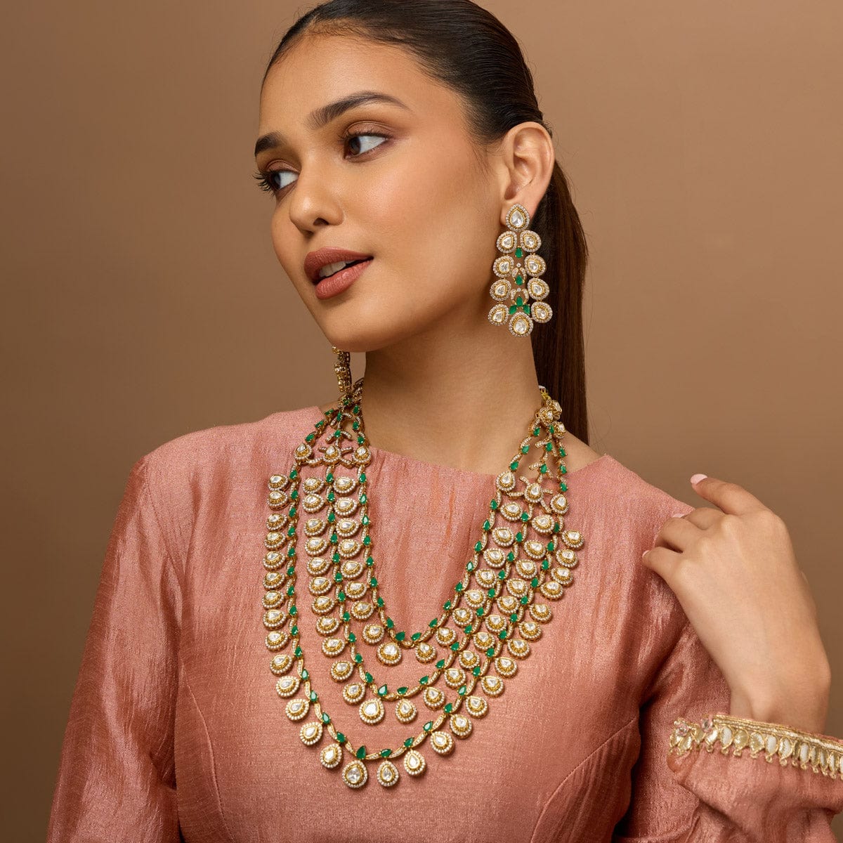 Kundan Polki Necklace Color Green Polish Victorian