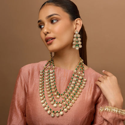 Kundan Polki Necklace Color Green Polish Victorian