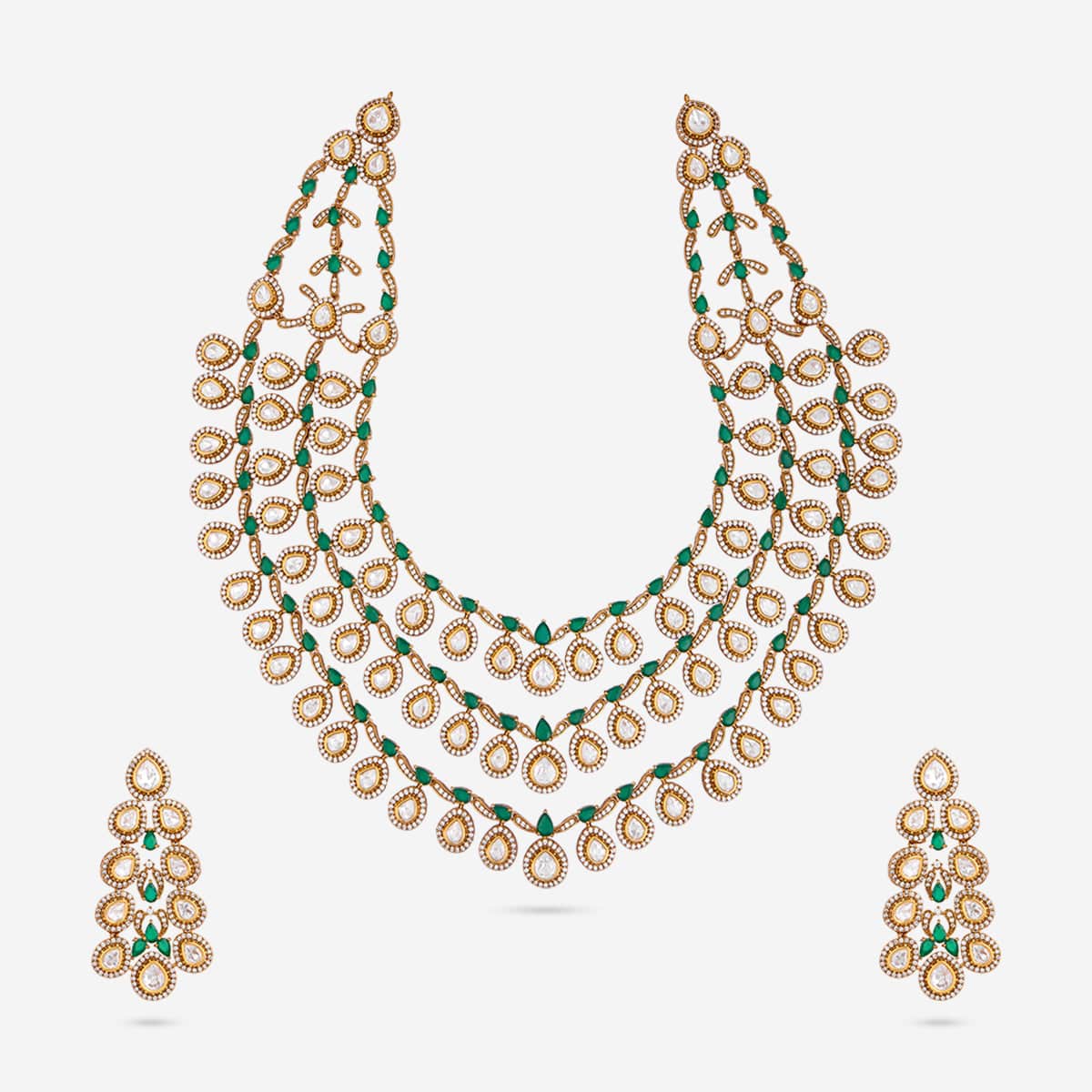 Kundan Polki Necklace Color Green Polish Victorian