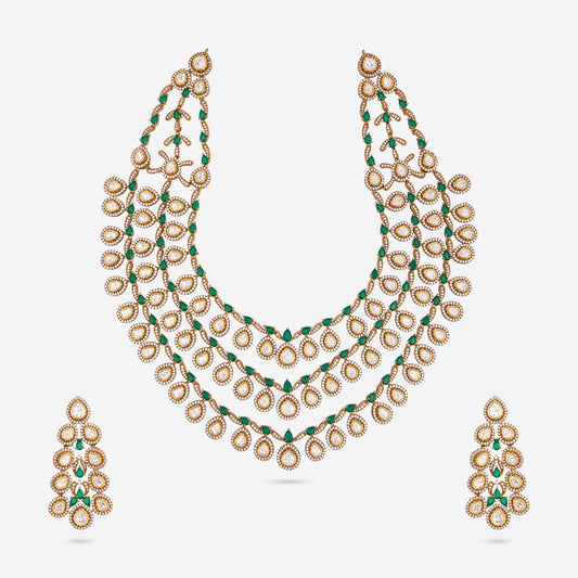 Kundan Polki Necklace Color Green Polish Victorian