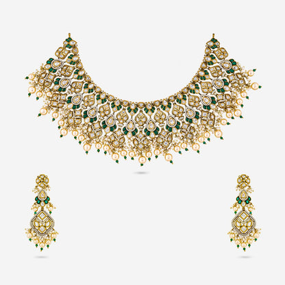 Kundan Polki Necklace Color Green Polish Victorian