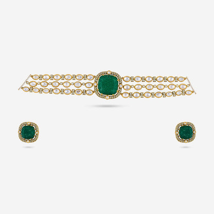 Kundan Polki Necklace Color Green Polish Victorian