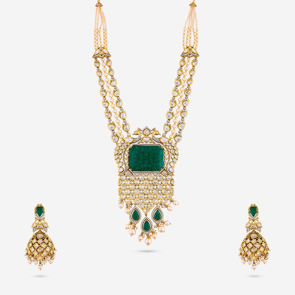 Kundan Polki Necklace Color Green Polish Victorian