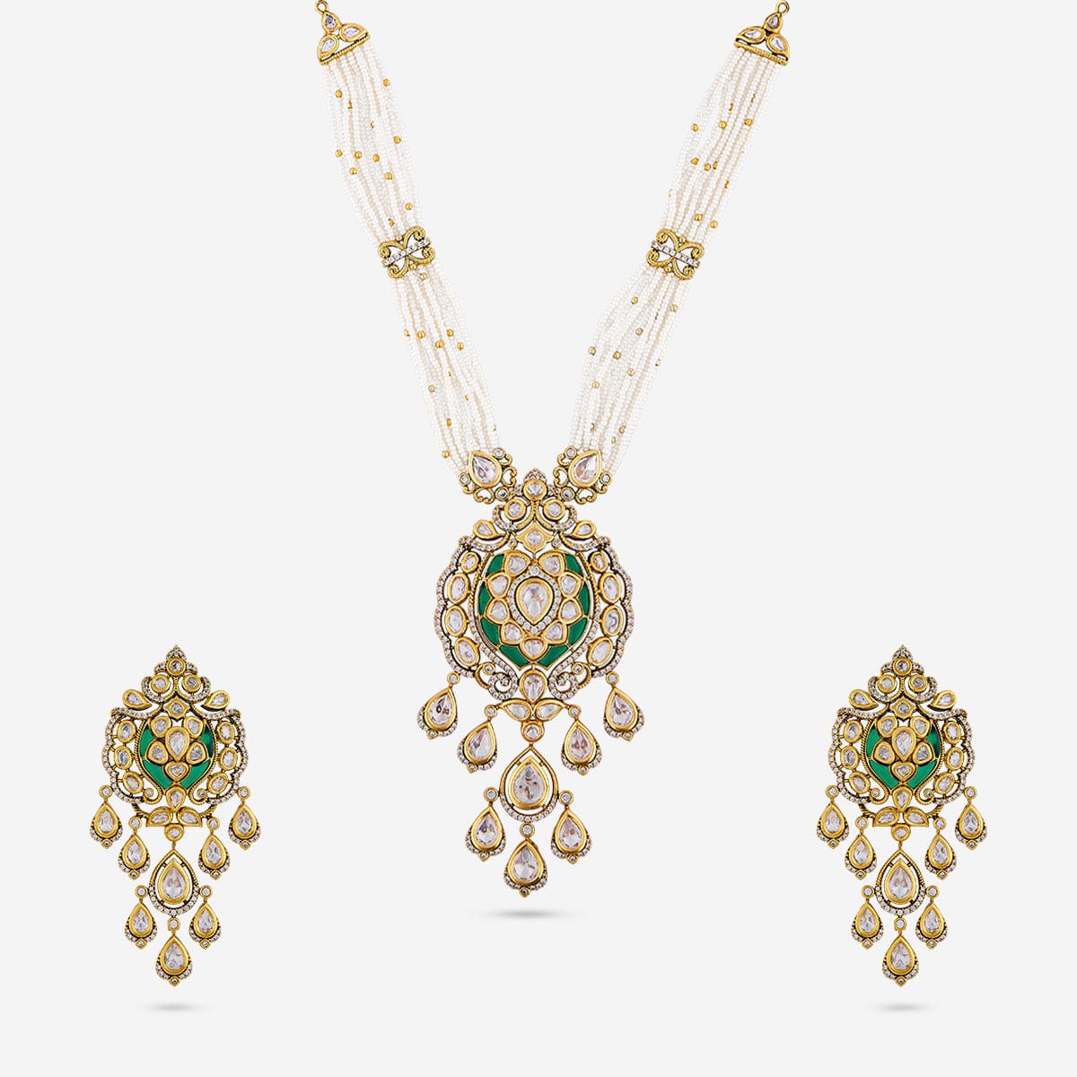 Kundan Polki Necklace Color Green Polish Victorian