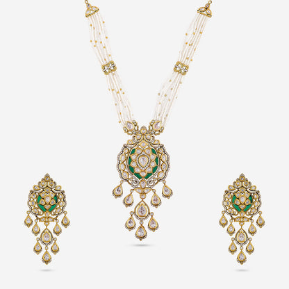 Kundan Polki Necklace Color Green Polish Victorian