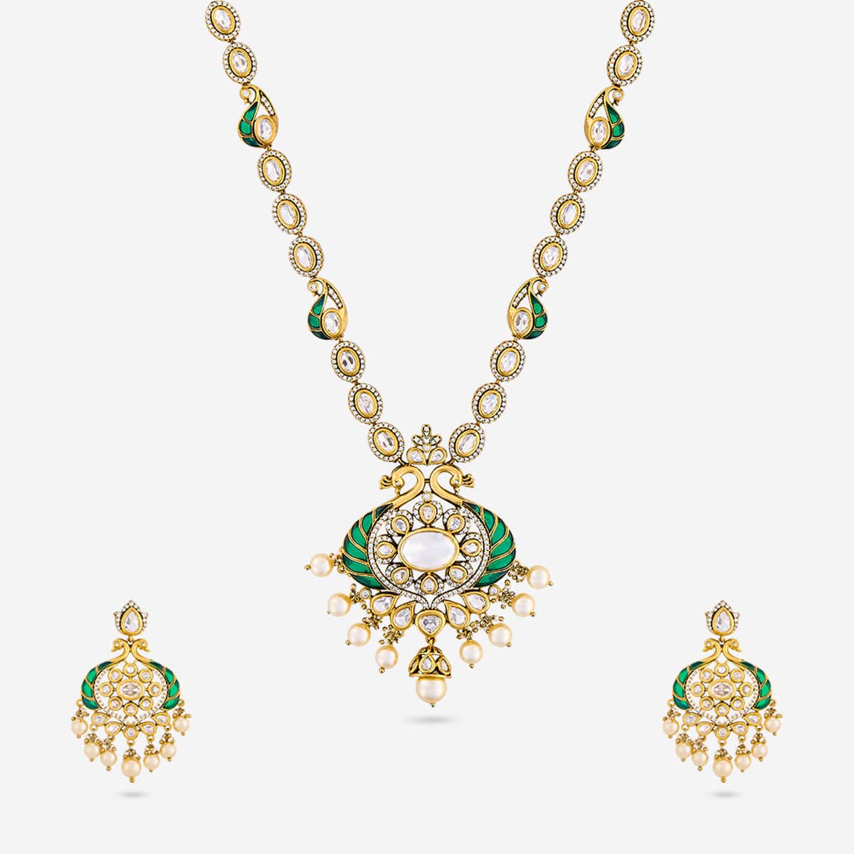 Kundan Polki Necklace Color Green Polish Victorian