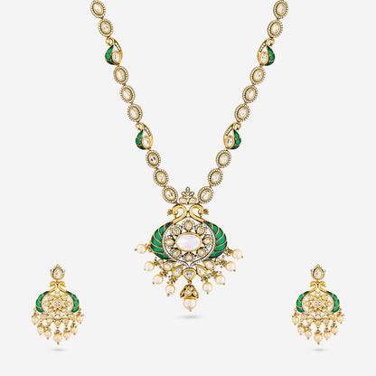 Kundan Polki Necklace Color Green Polish Victorian