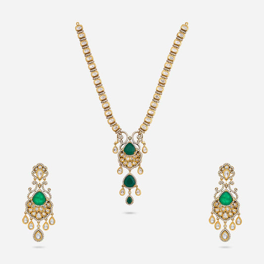 Kundan Polki Necklace Color Green Polish Victorian