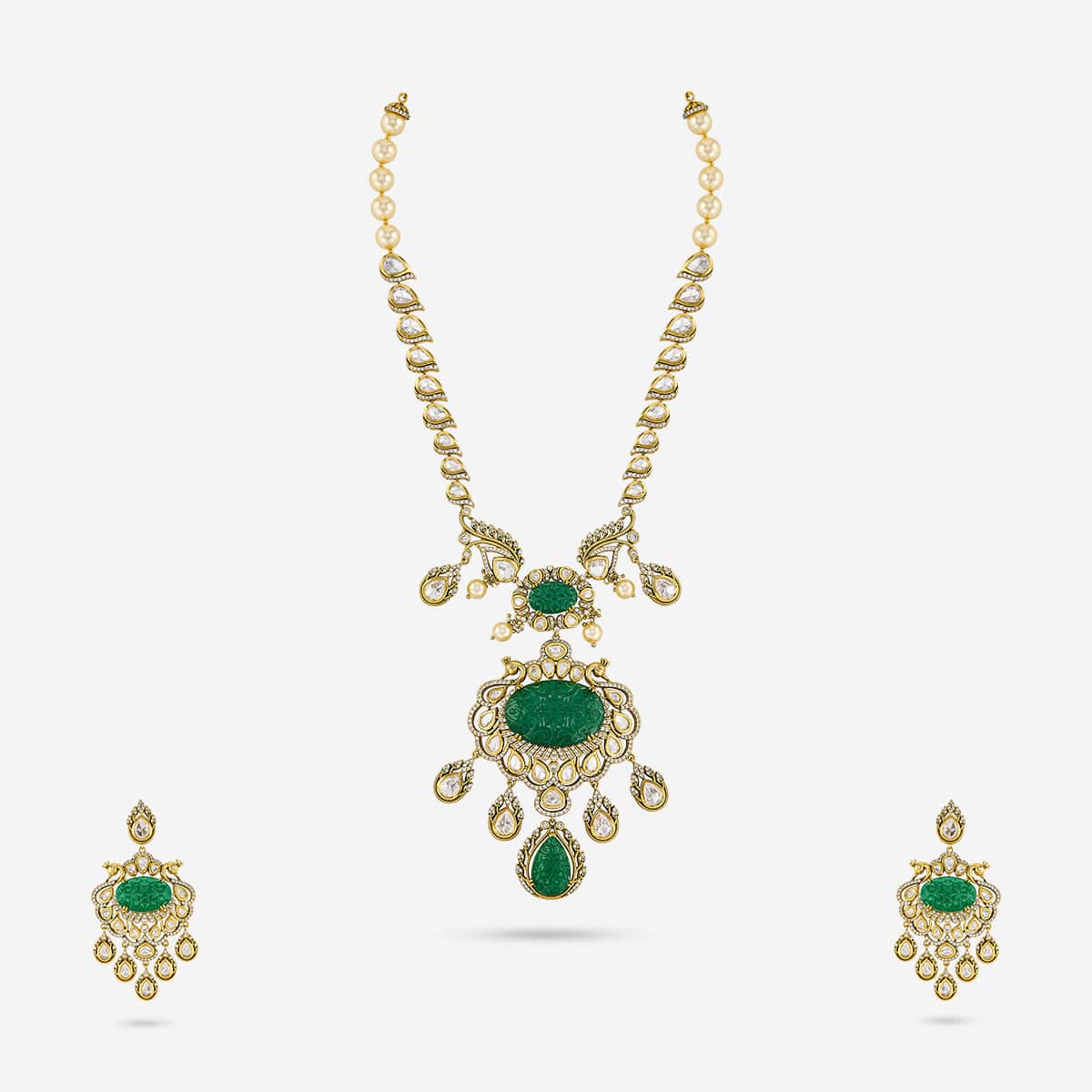 Kundan Polki Necklace Color Green Polish Victorian