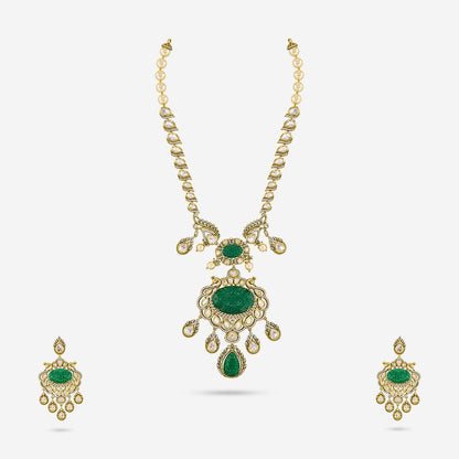 Kundan Polki Necklace Color Green Polish Victorian