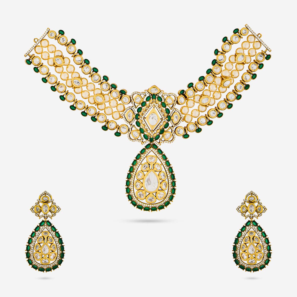 Kundan Polki Necklace Color Green Polish Victorian