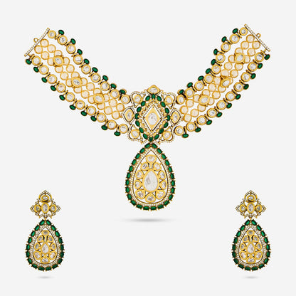 Kundan Polki Necklace Color Green Polish Victorian