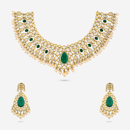 Kundan Polki Necklace Color Green Polish Victorian