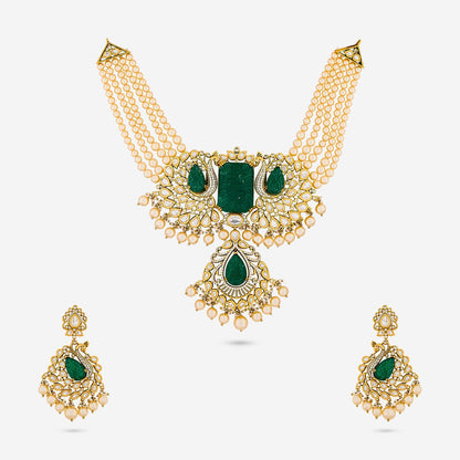 Kundan Polki Necklace Color Green Polish Victorian