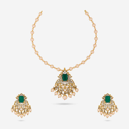 Kundan Polki Necklace Color Green Polish Victorian