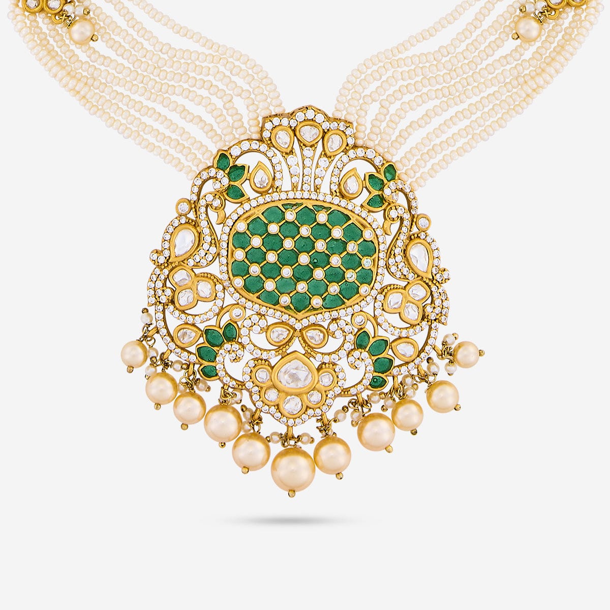 Kundan Polki Necklace Color Green Polish Victorian