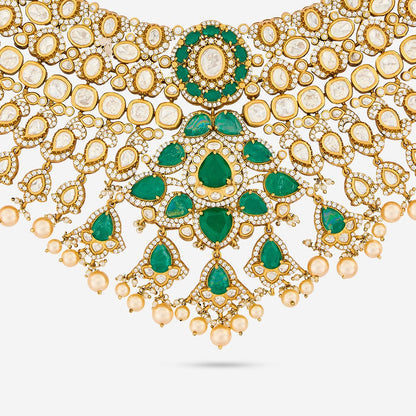 Kundan Polki Necklace Color Green Polish Victorian