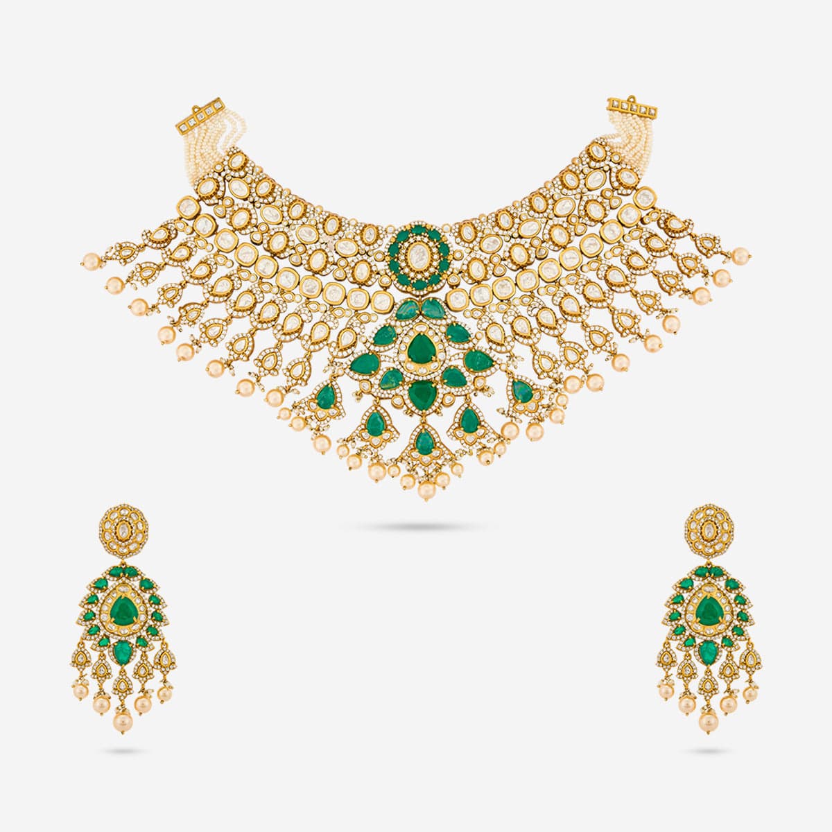 Kundan Polki Necklace Color Green Polish Victorian