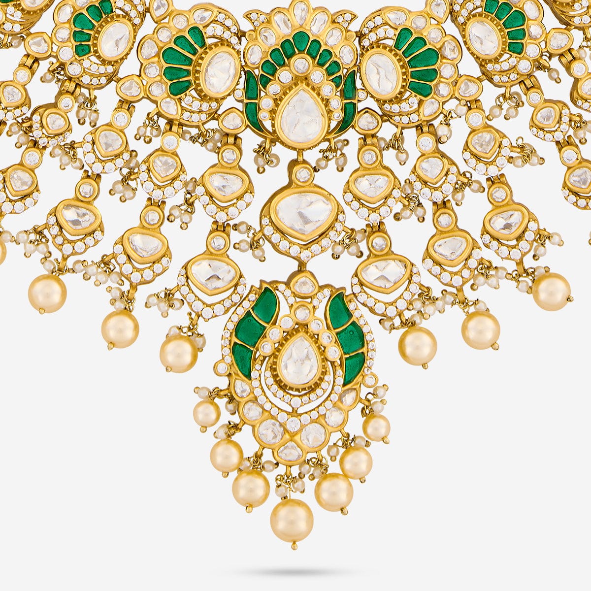 Kundan Polki Necklace Color Green Polish Victorian