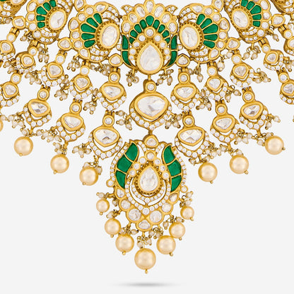 Kundan Polki Necklace Color Green Polish Victorian