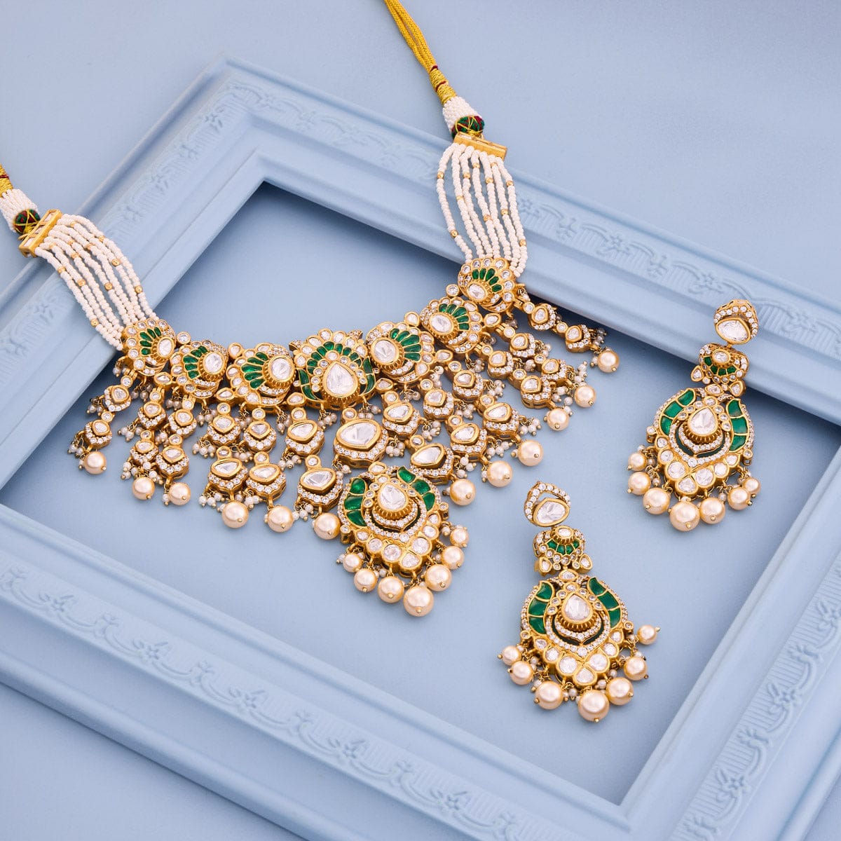 Kundan Polki Necklace Color Green Polish Victorian
