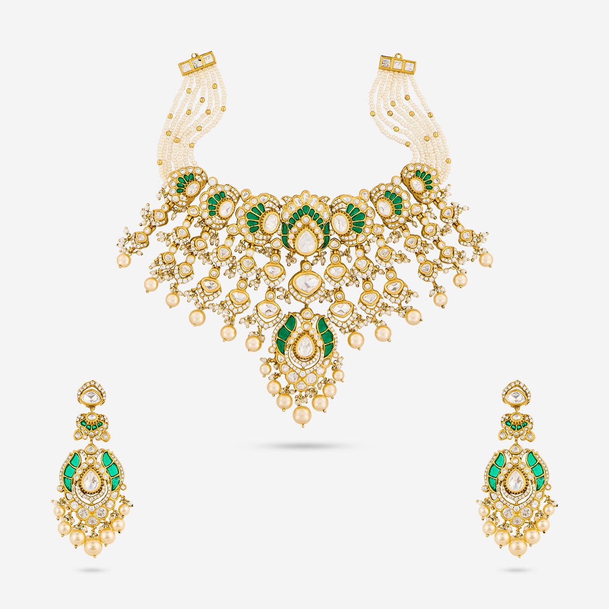 Kundan Polki Necklace Color Green Polish Victorian