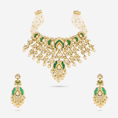 Kundan Polki Necklace Color Green Polish Victorian
