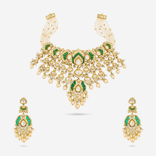 Kundan Polki Necklace Color Green Polish Victorian