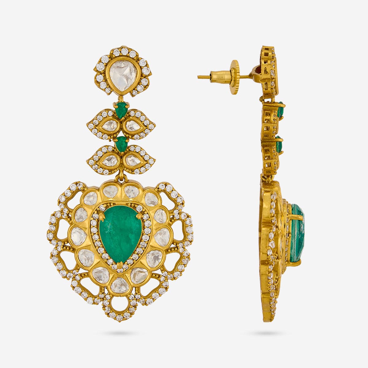 Kundan Polki Necklace Color Green Polish Victorian