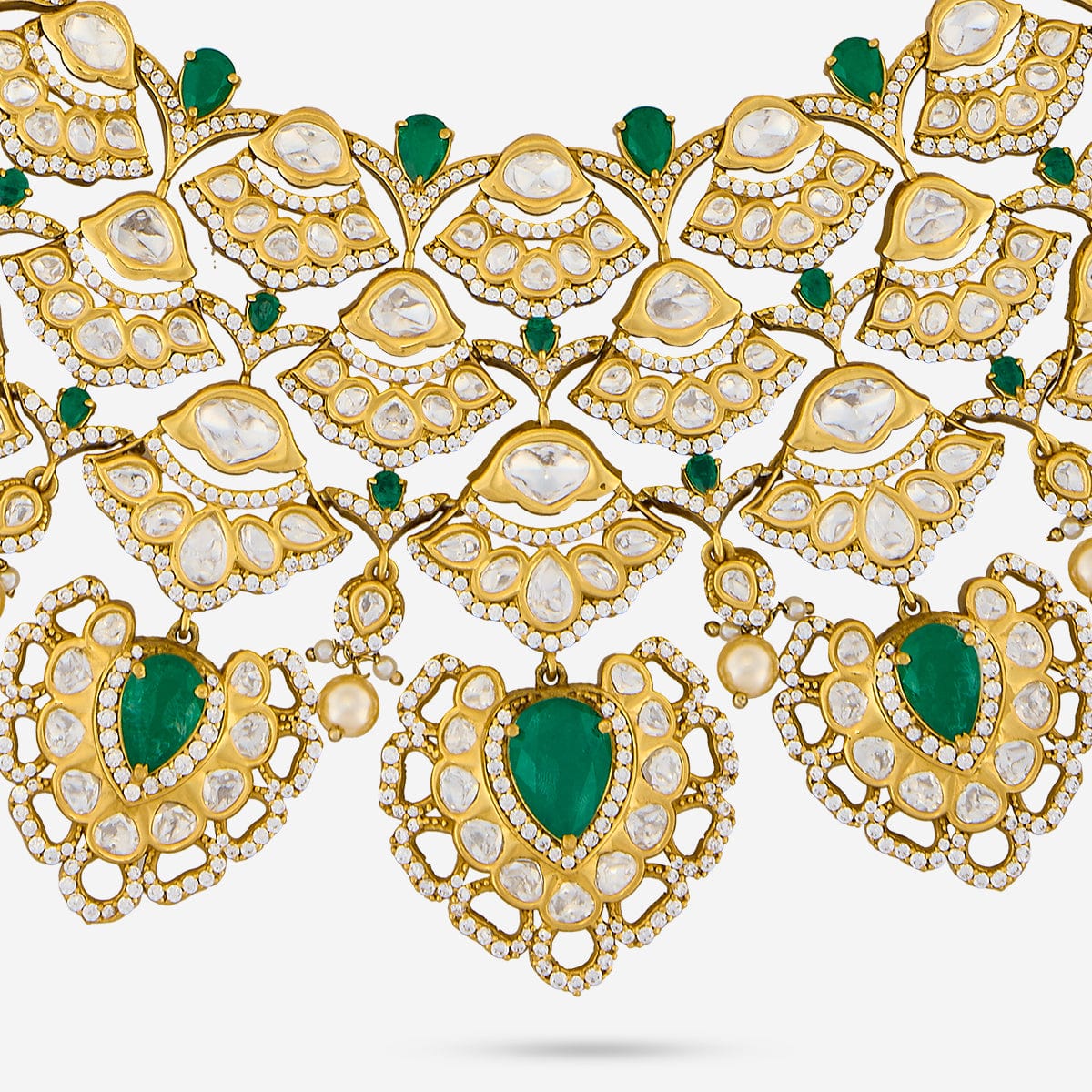 Kundan Polki Necklace Color Green Polish Victorian