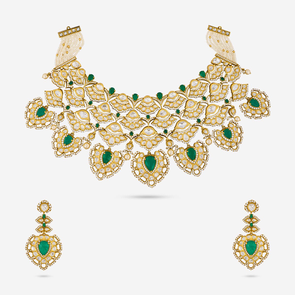 Kundan Polki Necklace Color Green Polish Victorian