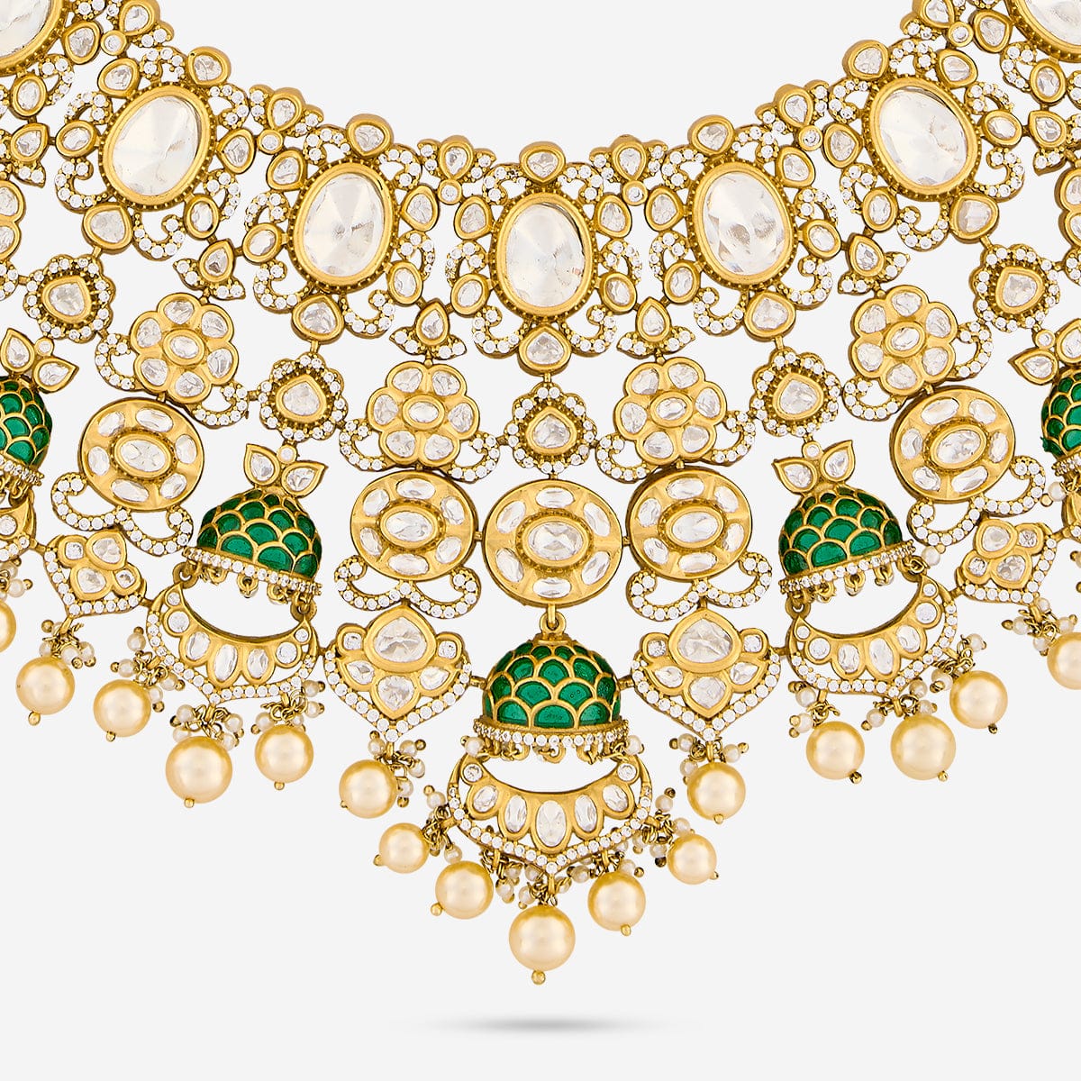 Kundan Polki Necklace Color Green Polish Victorian