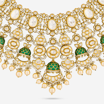Kundan Polki Necklace Color Green Polish Victorian