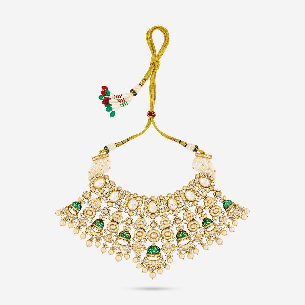 Kundan Polki Necklace Color Green Polish Victorian