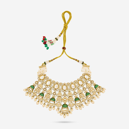 Kundan Polki Necklace Color Green Polish Victorian