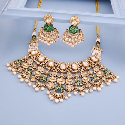 Kundan Polki Necklace Color Green Polish Victorian
