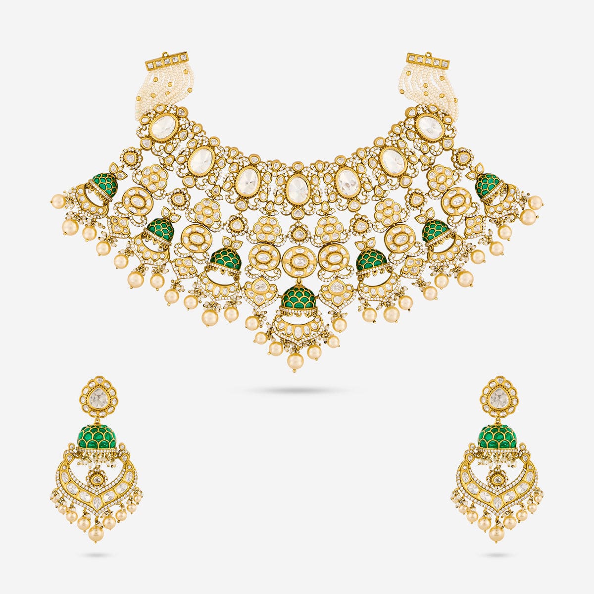 Kundan Polki Necklace Color Green Polish Victorian