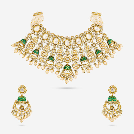 Kundan Polki Necklace Color Green Polish Victorian