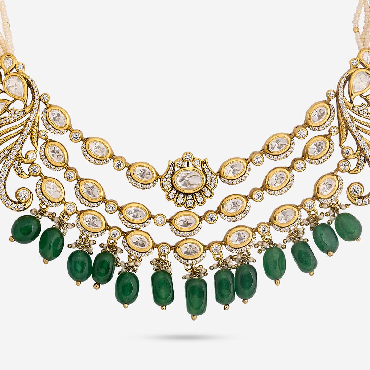 Kundan Polki Necklace Color Green Polish Victorian