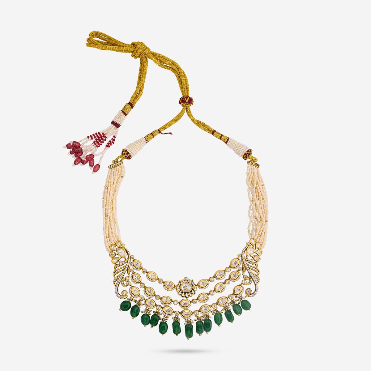 Kundan Polki Necklace Color Green Polish Victorian