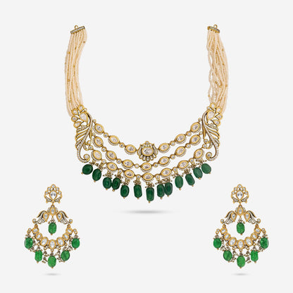 Kundan Polki Necklace Color Green Polish Victorian