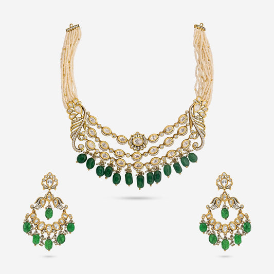 Kundan Polki Necklace Color Green Polish Victorian