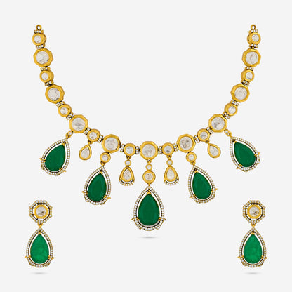 Kundan Polki Necklace Color Green Polish Victorian