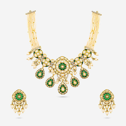 Kundan Polki Necklace Color Green Polish Victorian