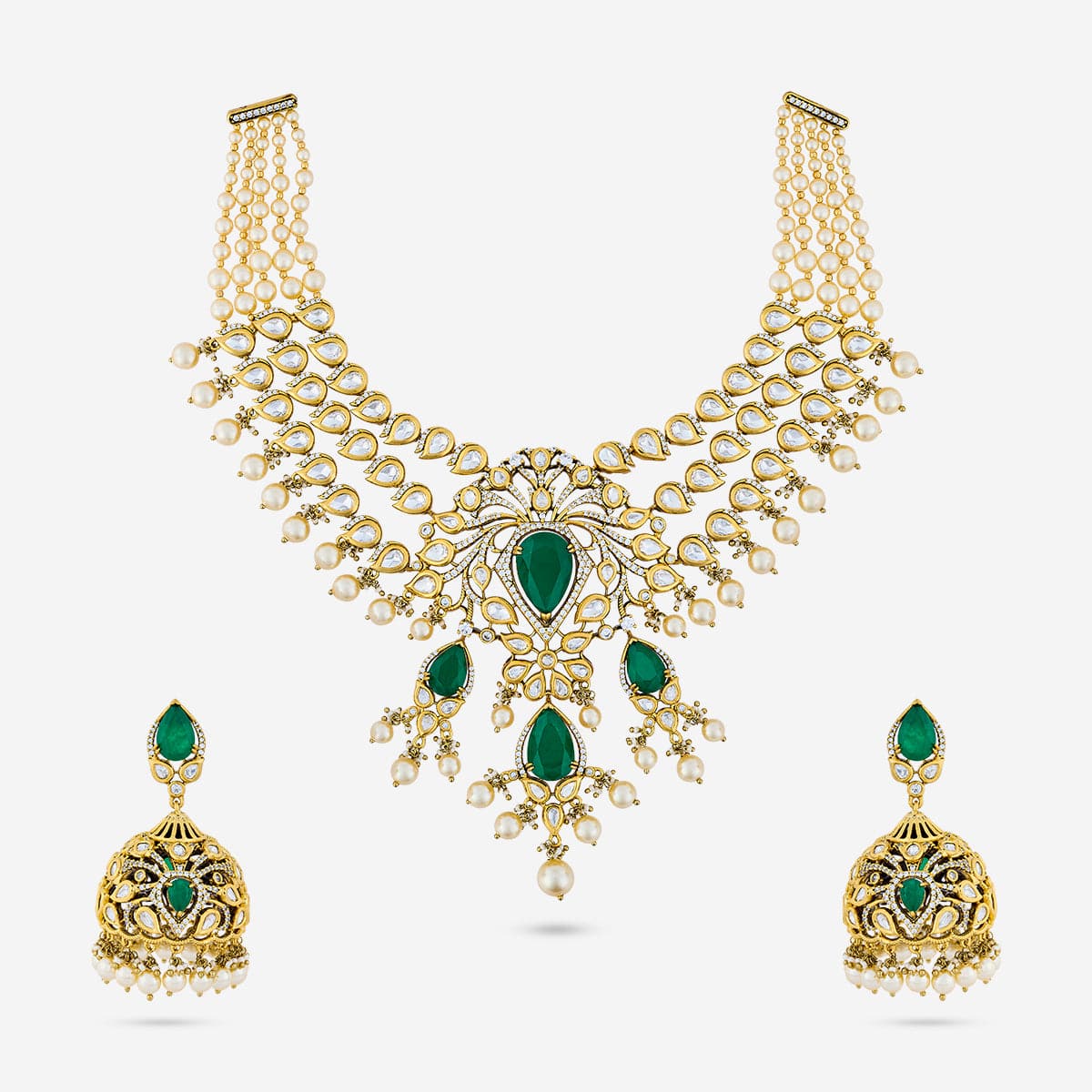 Kundan Polki Necklace Color Green Polish Victorian
