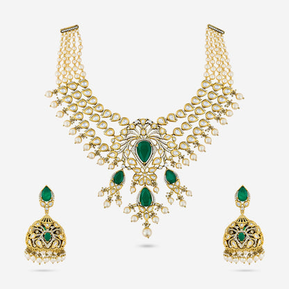 Kundan Polki Necklace Color Green Polish Victorian