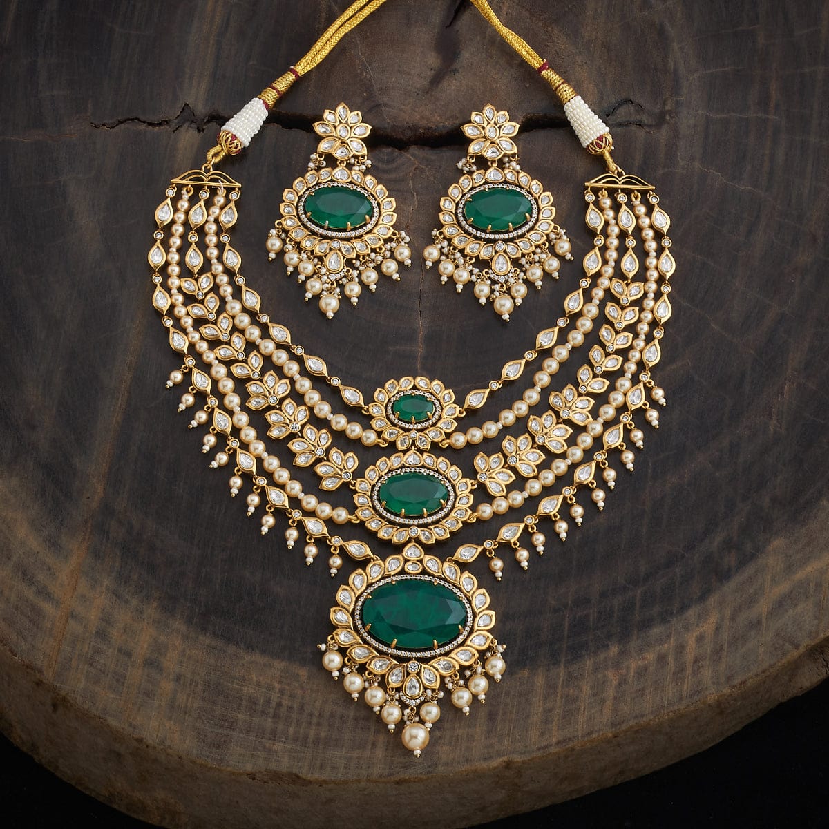 Kundan Polki Necklace Color Green Polish Victorian