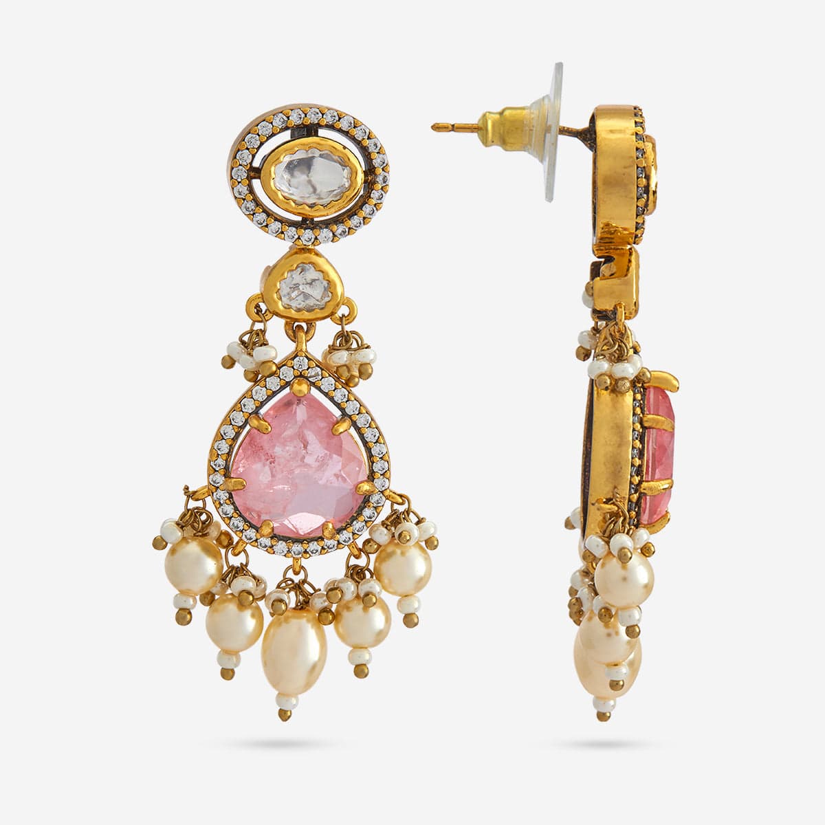 Kundan Polki Necklace Color Green Polish Gold